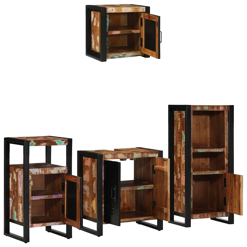 Set di mobili per il bagno 4 pcs Legno Recuperato Massello | homemem39