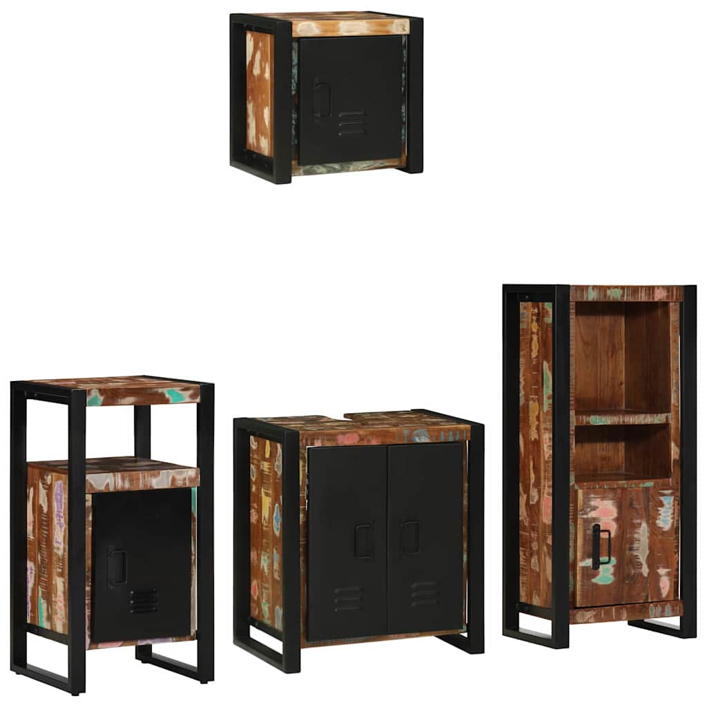 Set di mobili per il bagno 4 pcs Legno Recuperato Massello | homemem39
