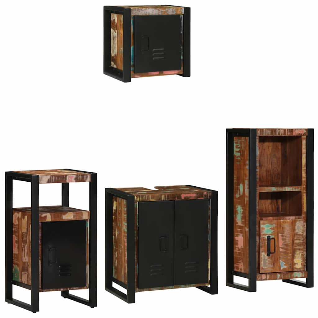 Set di mobili per il bagno 4 pcs Legno Recuperato Massello | homemem39