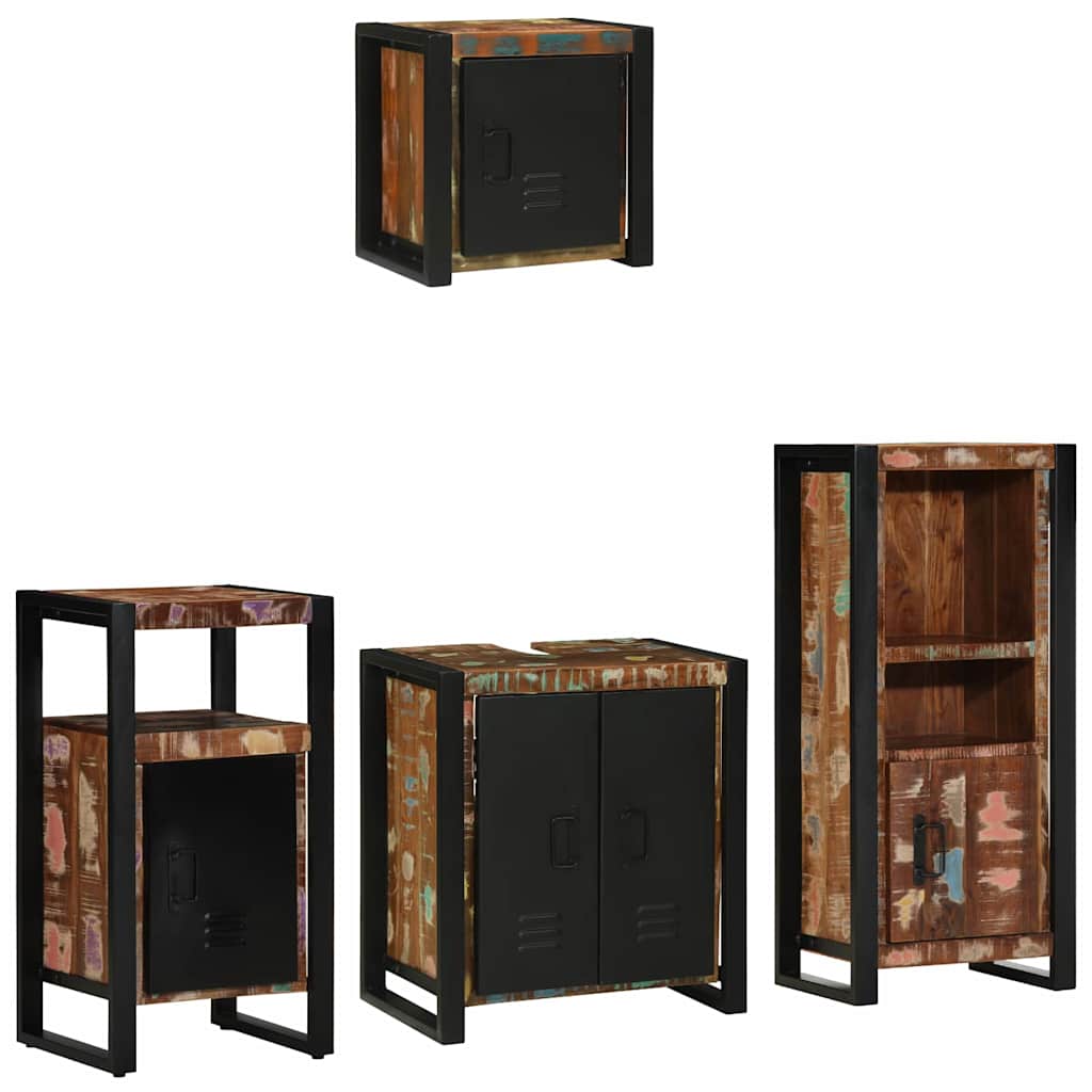 Set di mobili per il bagno 4 pcs Legno Recuperato Massello | homemem39