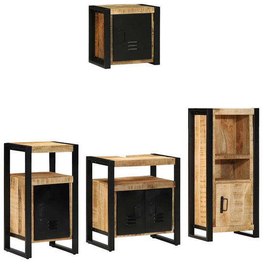 Set di mobili per il bagno 4 pz Marrone e Nero 55 x 35 x 60 cm