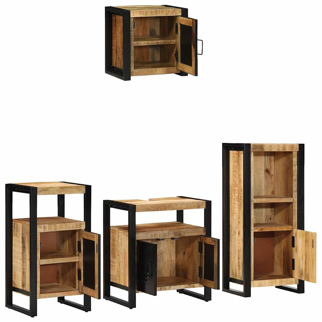 Set di mobili per il bagno 4 pz Marrone e Nero 55 x 35 x 60 cm | homemem39