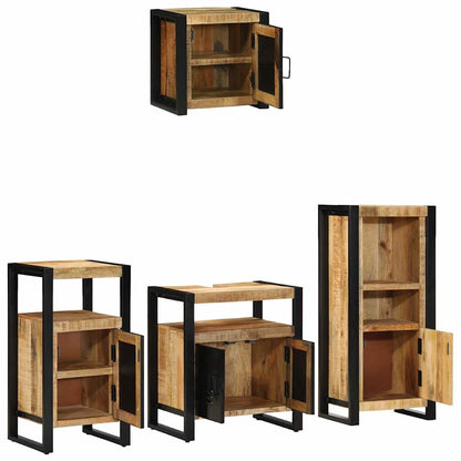 Set di mobili per il bagno 4 pz Marrone e Nero 55 x 35 x 60 cm | homemem39