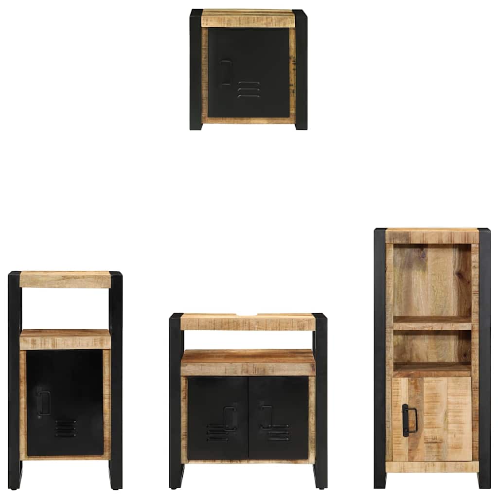 Set di mobili per il bagno 4 pz Marrone e Nero 55 x 35 x 60 cm | homemem39