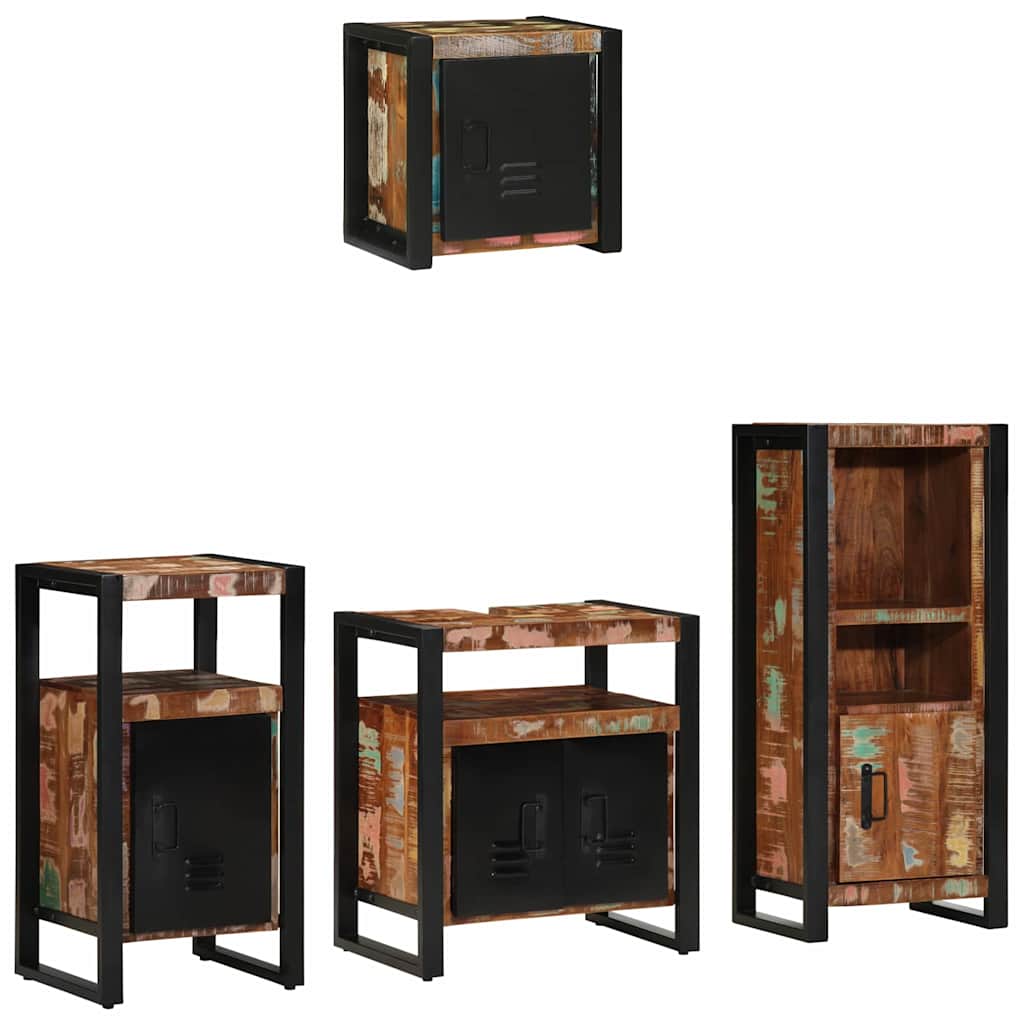 Set di mobili per il bagno 4 pcs Legno Recuperato Massello | homemem39