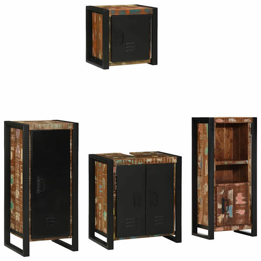 Set di mobili per il bagno 4 pcs Legno Recuperato Massello | homemem39