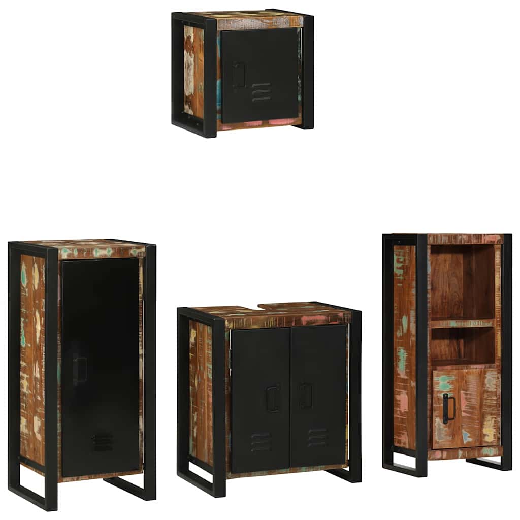 Set di mobili per il bagno 4 pcs Legno Recuperato Massello | homemem39