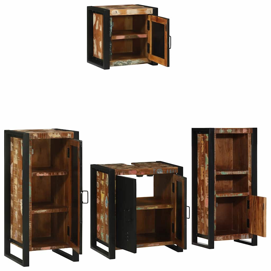Set di mobili per il bagno 4 pcs Legno Recuperato Massello | homemem39