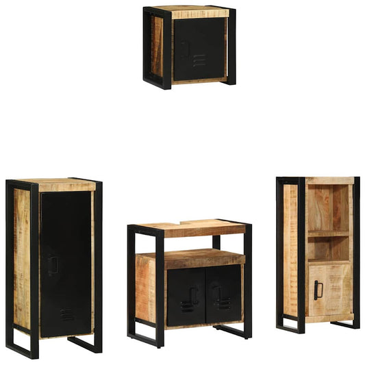 Set di mobili per il bagno 4 pz Marrone e Nero 40 x 35 x 90 cm