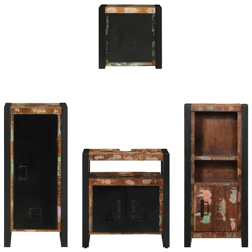 Set di mobili per il bagno 4 pcs Legno Recuperato Massello | homemem39