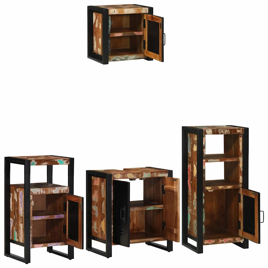 Set di mobili per il bagno 4 pcs Legno Recuperato Massello | homemem39