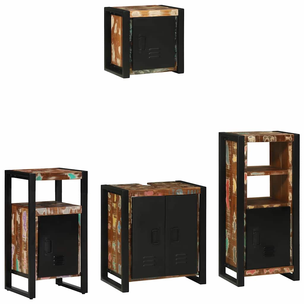 Set di mobili per il bagno 4 pcs Legno Recuperato Massello | homemem39