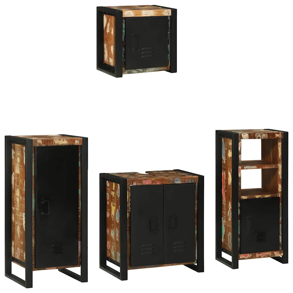 Set di mobili per il bagno 4 pcs Legno Recuperato Massello | homemem39