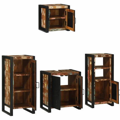 Set di mobili per il bagno 4 pcs Legno Recuperato Massello | homemem39