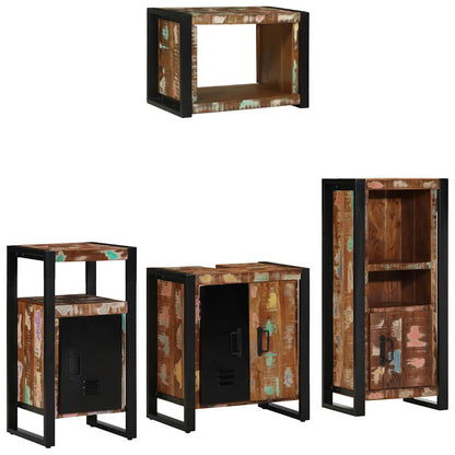Set di mobili per il bagno 4 pcs Legno Recuperato Massello | homemem39