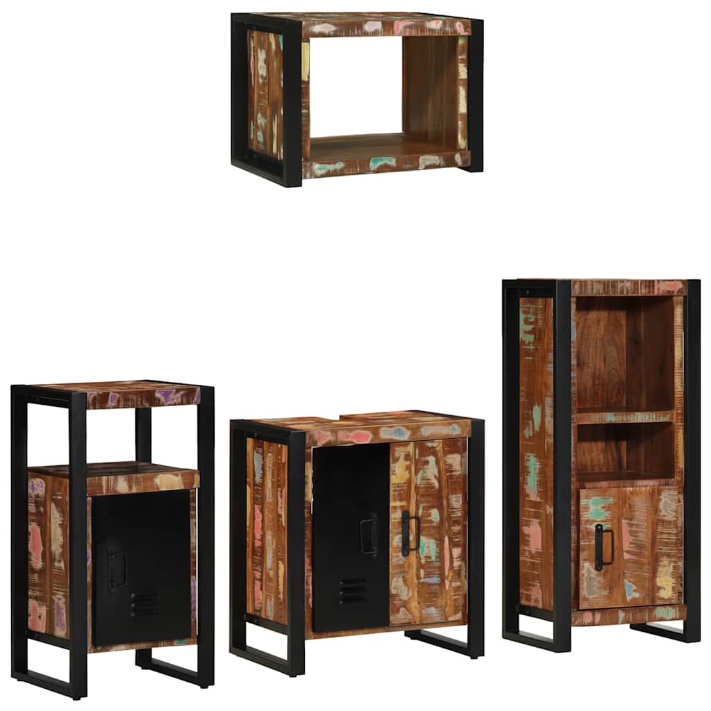 Set di mobili per il bagno 4 pcs Legno Recuperato Massello | homemem39