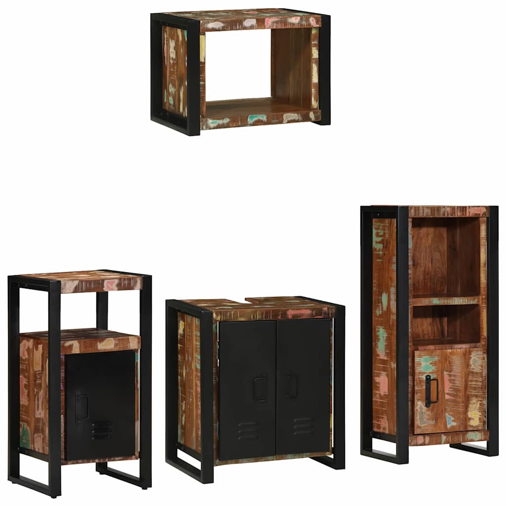Set di mobili per il bagno 4 pcs Legno Recuperato Massello | homemem39