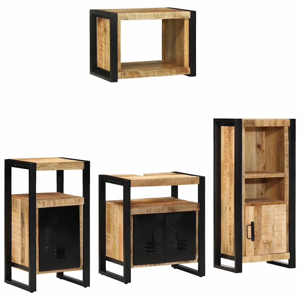 Set di mobili per il bagno 4 pz Marrone e Nero | homemem39