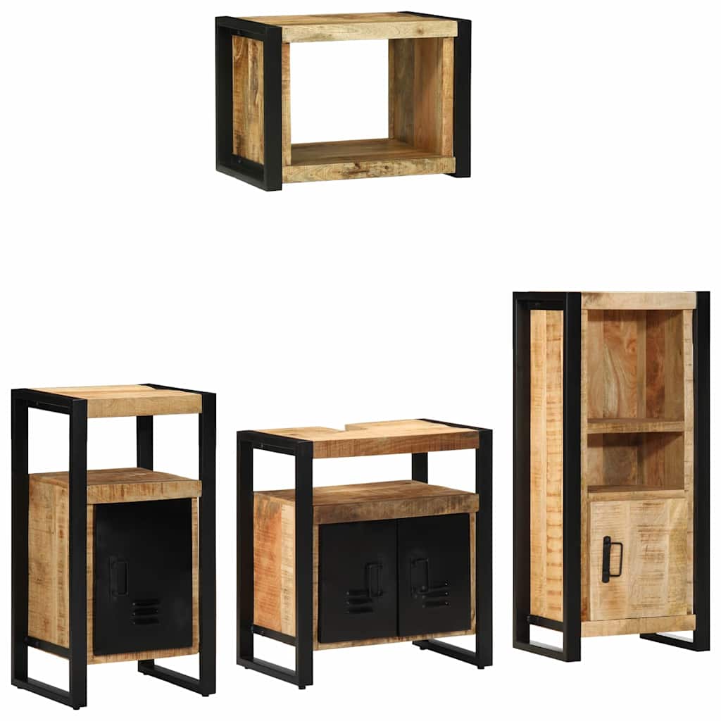 Set di mobili per il bagno 4 pz Marrone e Nero