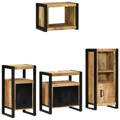 Set di mobili per il bagno 4 pz Marrone e Nero