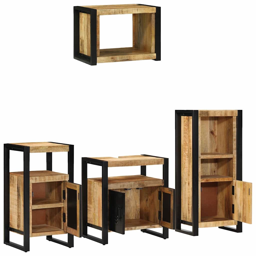 Set di mobili per il bagno 4 pz Marrone e Nero
