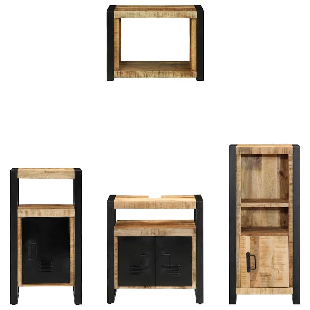 Set di mobili per il bagno 4 pz Marrone e Nero | homemem39