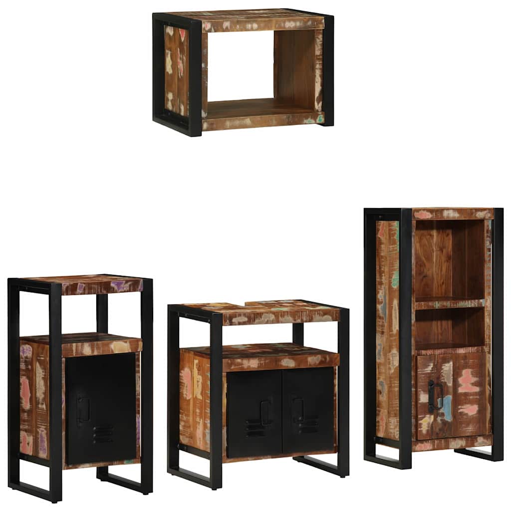 Set di mobili per il bagno 4 pcs Legno Recuperato Massello | homemem39
