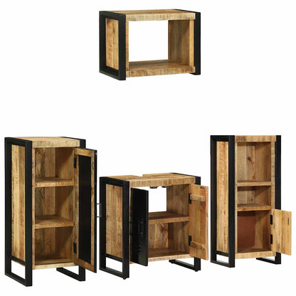 Set di mobili per il bagno 4 pz Marrone e Nero | homemem39