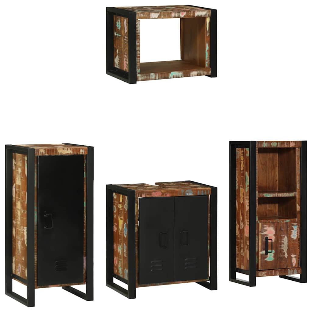 Set di mobili per il bagno 4 pcs Legno Recuperato Massello | homemem39