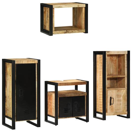 Set di mobili per il bagno 4 pz Marrone e Nero
