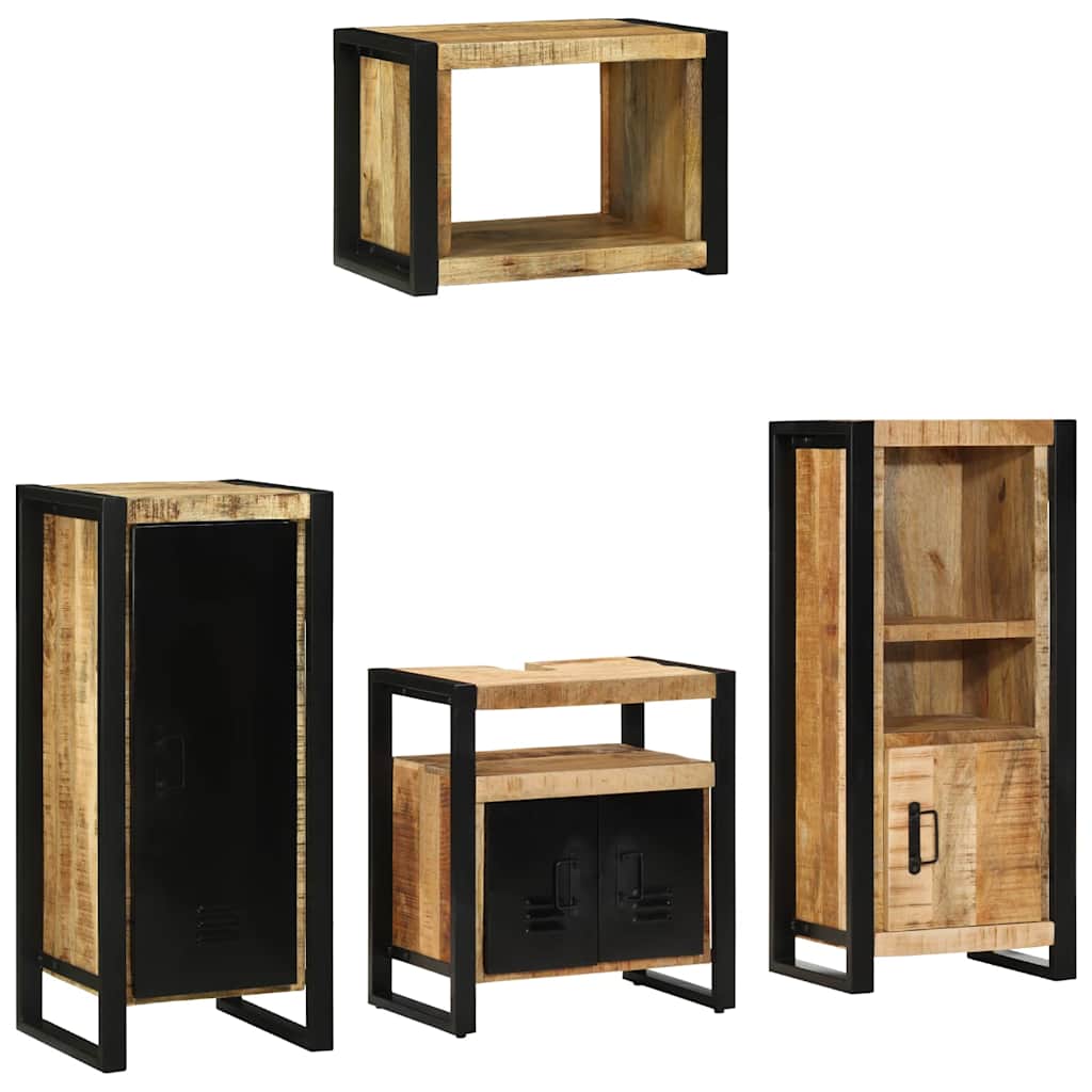 Set di mobili per il bagno 4 pz Marrone e Nero