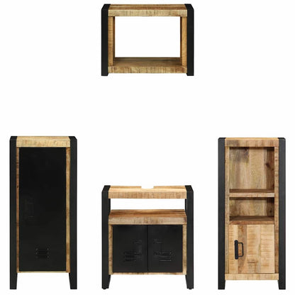 Set di mobili per il bagno 4 pz Marrone e Nero | homemem39
