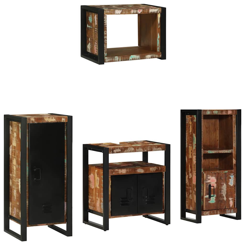 Set di mobili per il bagno 4 pcs Legno Recuperato Massello | homemem39