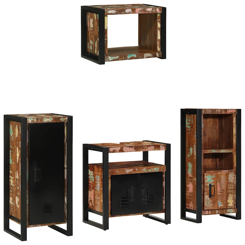 Set di mobili per il bagno 4 pcs Legno Recuperato Massello | homemem39