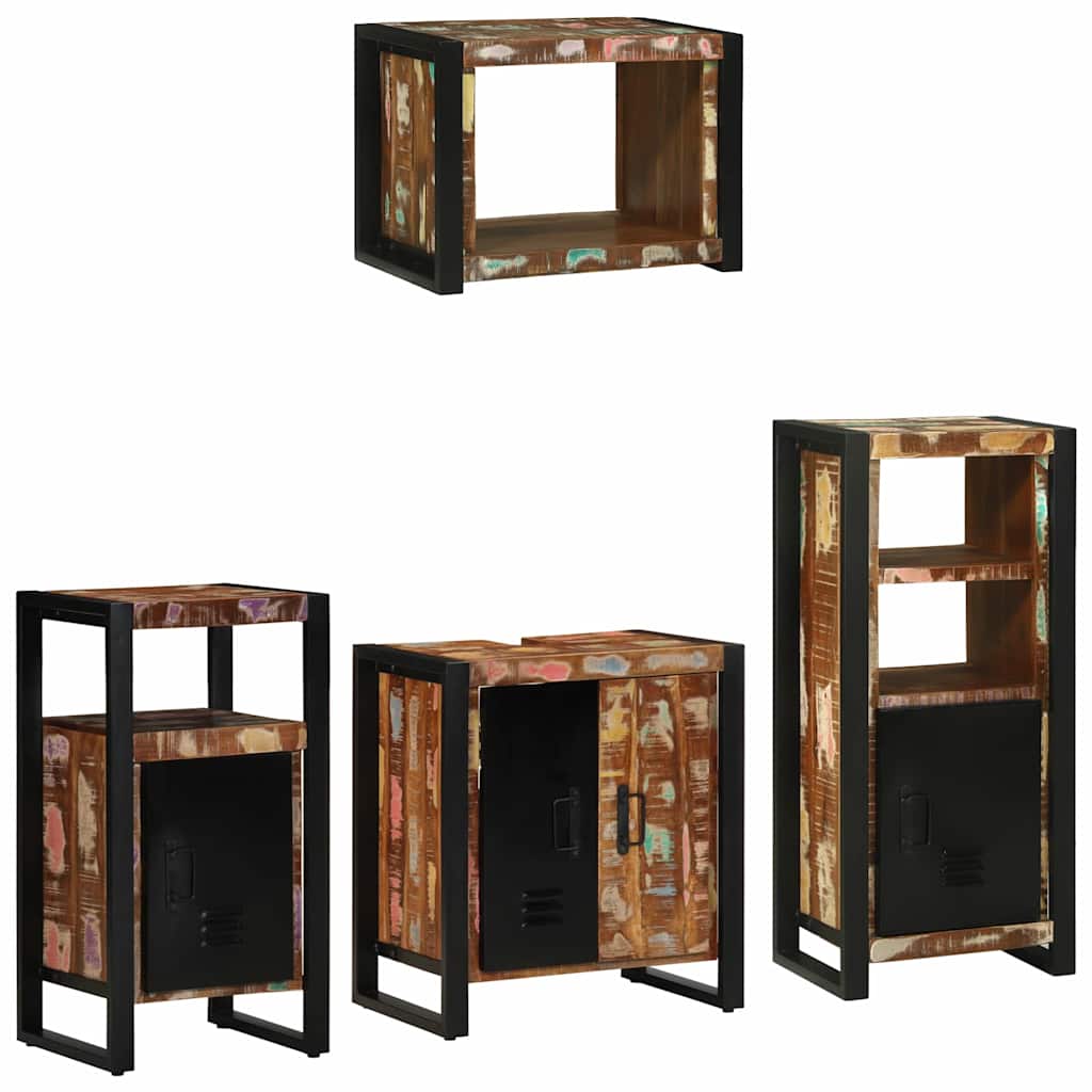 Set di mobili per il bagno 4 pcs Legno Recuperato Massello | homemem39