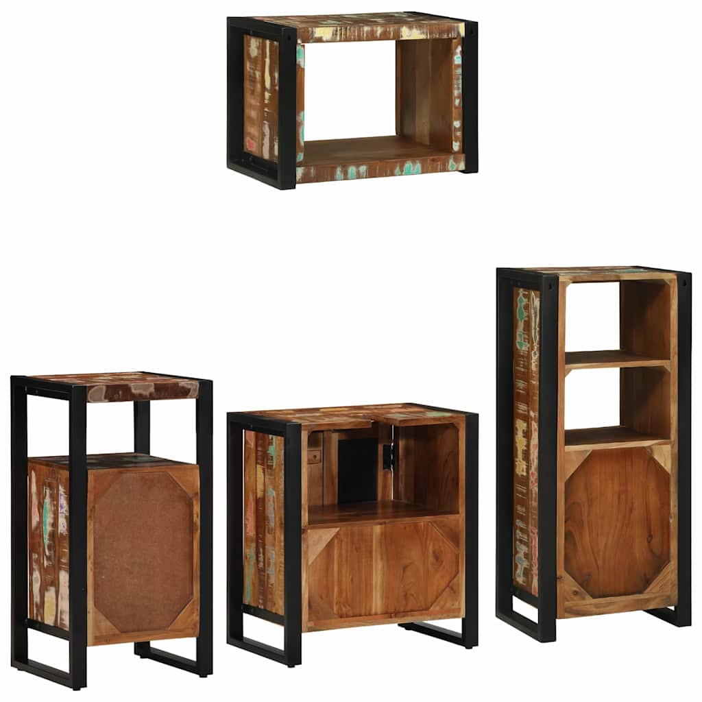 Set di mobili per il bagno 4 pcs Legno Recuperato Massello | homemem39