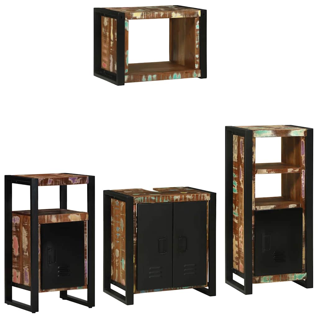 Set di mobili per il bagno 4 pcs Legno Recuperato Massello | homemem39