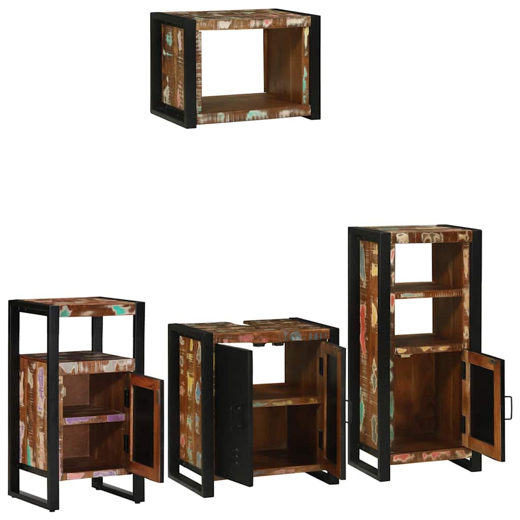 Set di mobili per il bagno 4 pcs Legno Recuperato Massello | homemem39