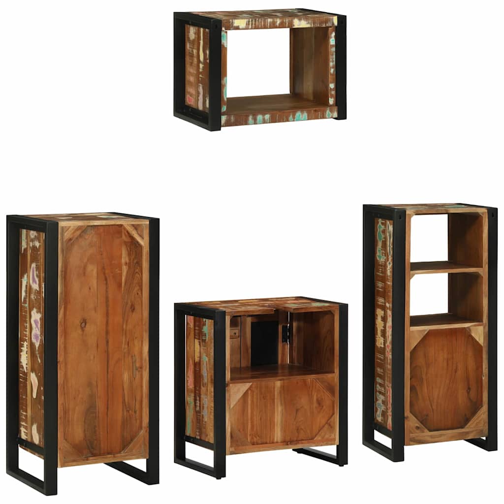 Set di mobili per il bagno 4 pcs Legno Recuperato Massello | homemem39