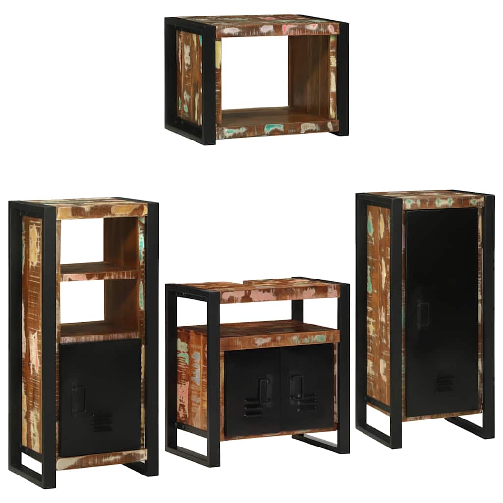 Set di mobili per il bagno 4 pcs Legno massello riciclato | homemem39