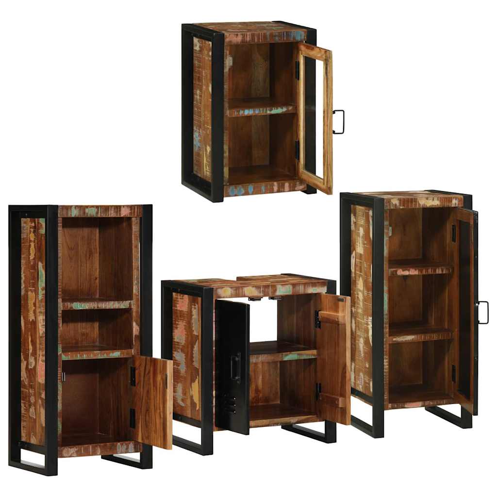 Set di mobili per il bagno 4 pcs Legno massello riciclato | homemem39
