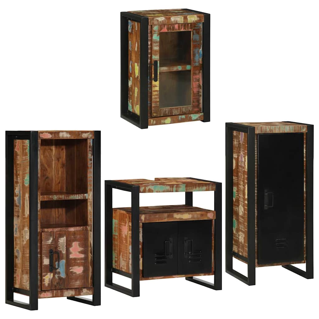 Set di mobili per il bagno 4 pcs Legno massello riciclato | homemem39