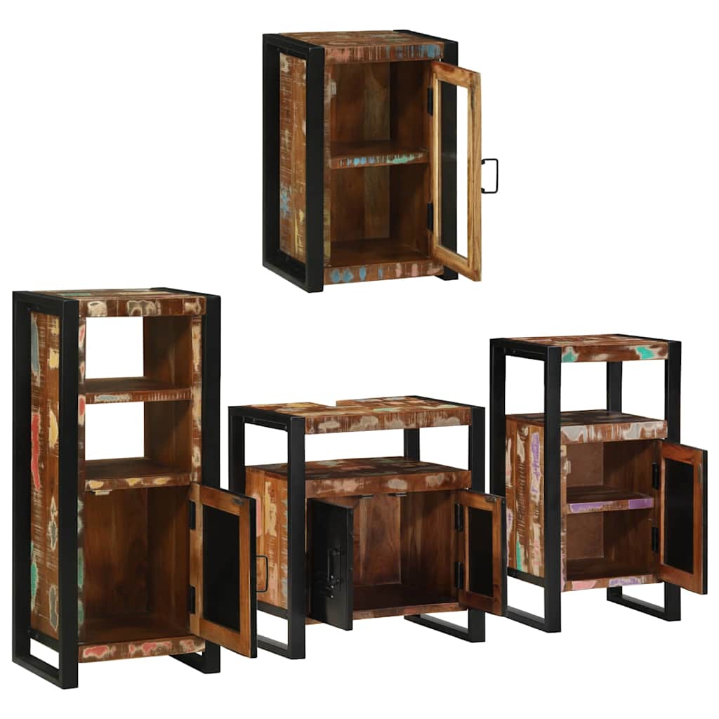 Set di mobili per il bagno 4 pcs Legno massello riciclato | homemem39