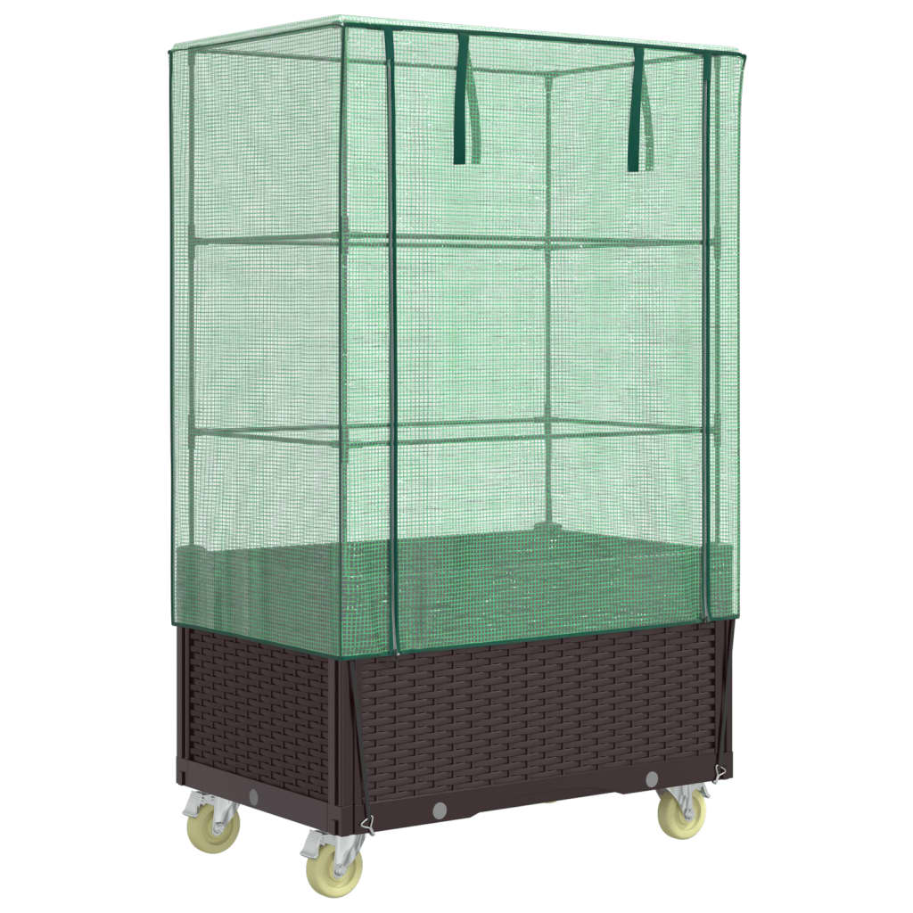 Letto Rialzato con Copertura e Ruote Effetto Rattan 80x50x182cm | homemem39