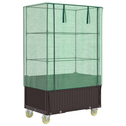 Letto Rialzato con Copertura e Ruote Effetto Rattan 80x50x182cm | homemem39