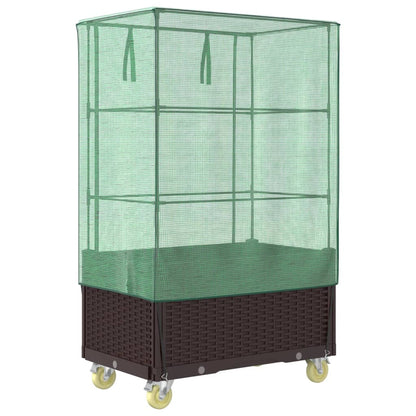 Letto Rialzato con Copertura e Ruote Effetto Rattan 80x50x182cm | homemem39