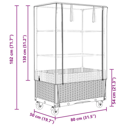 Letto Rialzato con Copertura e Ruote Effetto Rattan 80x50x182cm | homemem39