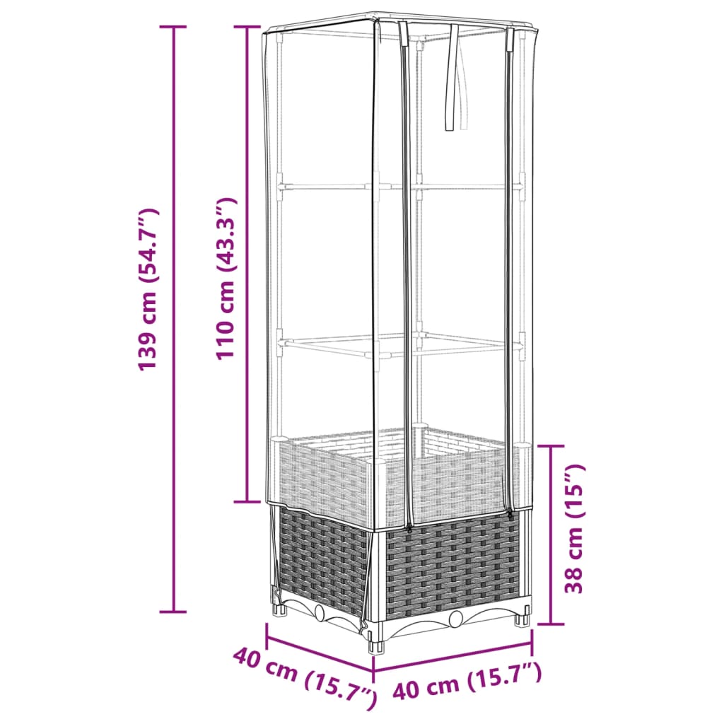 Letto Rialzato con Copertura Serra Effetto Rattan 40x40x139 cm - homemem39