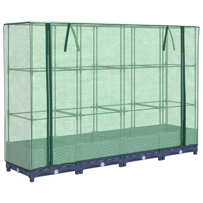 Letto rialzato con copertura per serra effetto rattan 160x40x123 cm