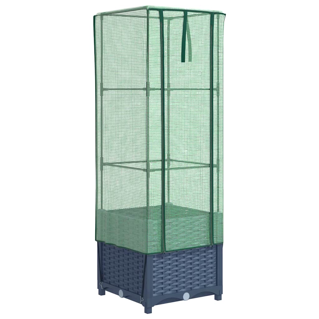 Letto Rialzato con Copertura Serra Effetto Rattan 40x40x139 cm